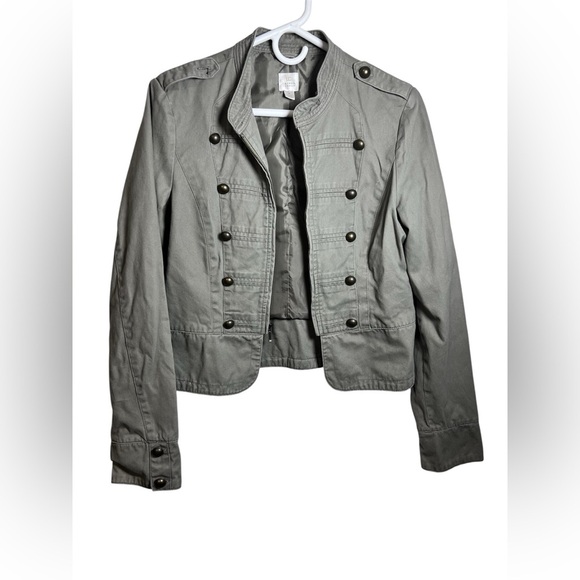 Lauren Conrad Women’s Medium Military Style Green Zip Jacket with accent buttons - Picture 1 of 8